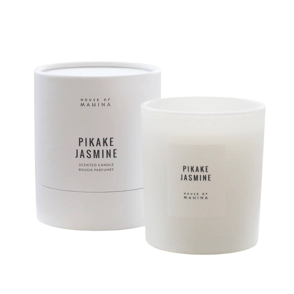 Pikake Jasmine candle and round box in studio setting 