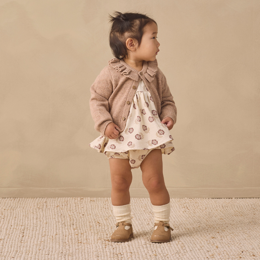 Quincy Mae Fall Floral Francy Set in organic cotton, third styled lifestyle photo