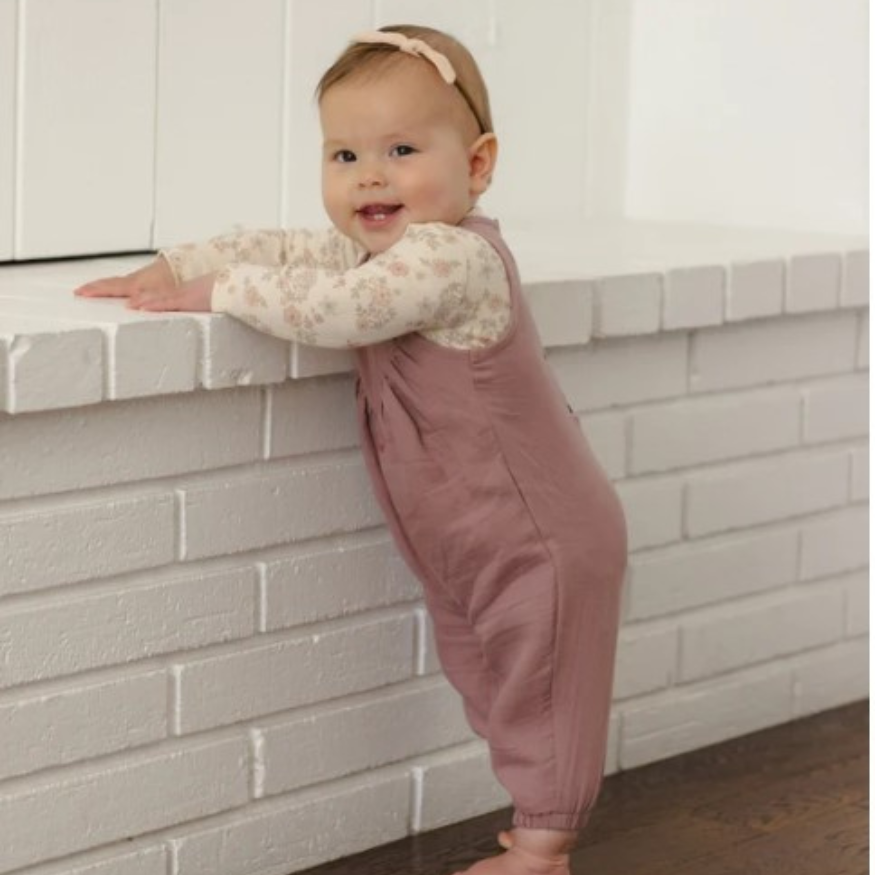 Quincy Mae Mulberry Maisie Overall in organic cotton gauze, additional product view