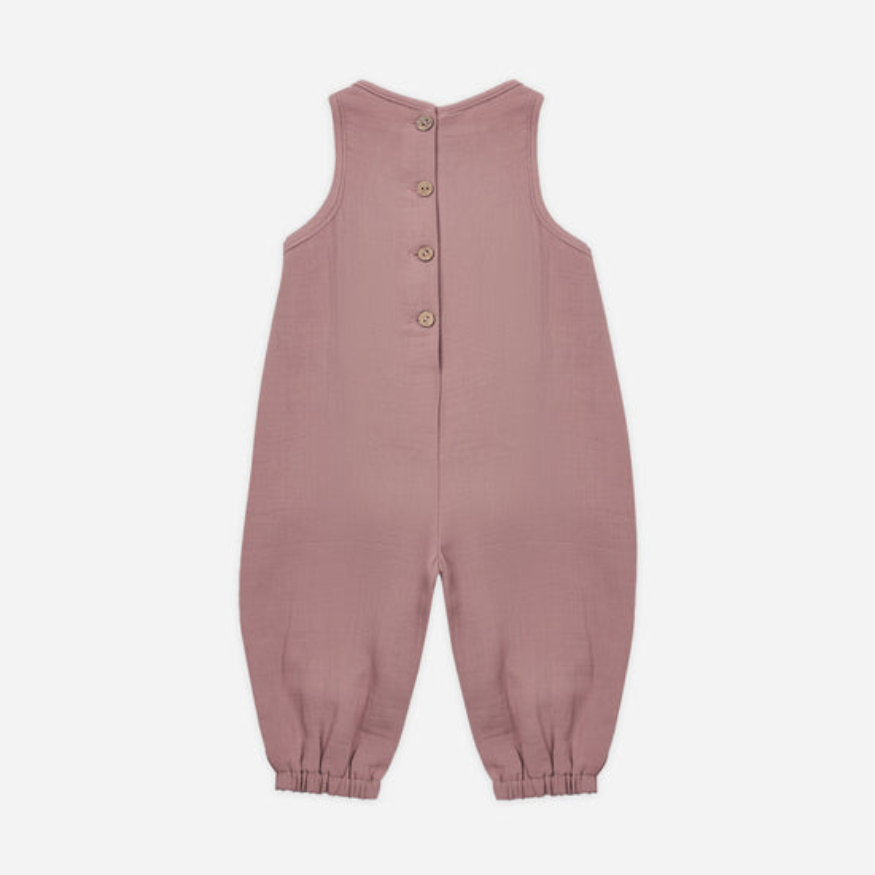 Quincy Mae Mulberry Maisie Overall in organic cotton gauze, alternate product view