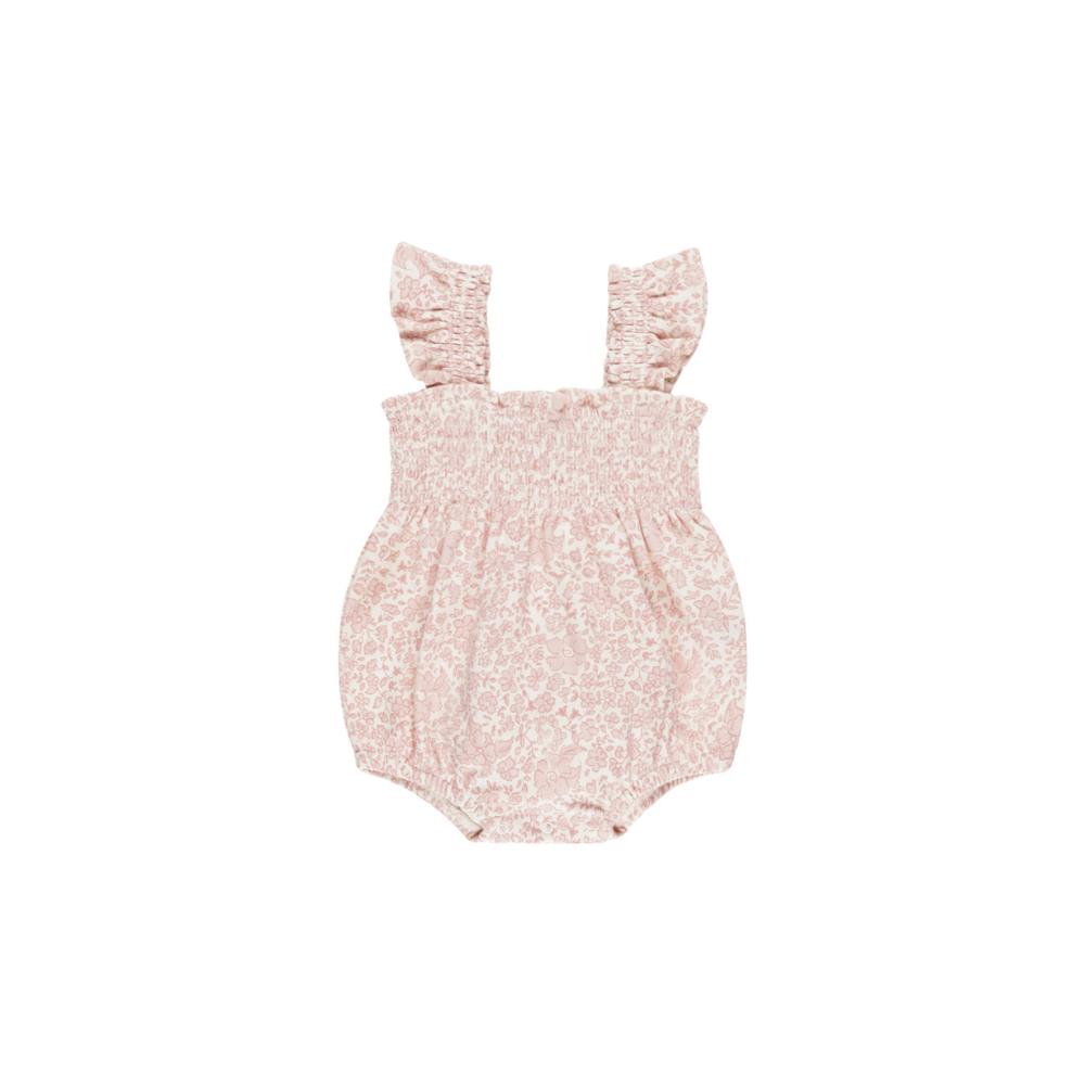 Pink Blossom Ruffle Romper by Quincy Mae