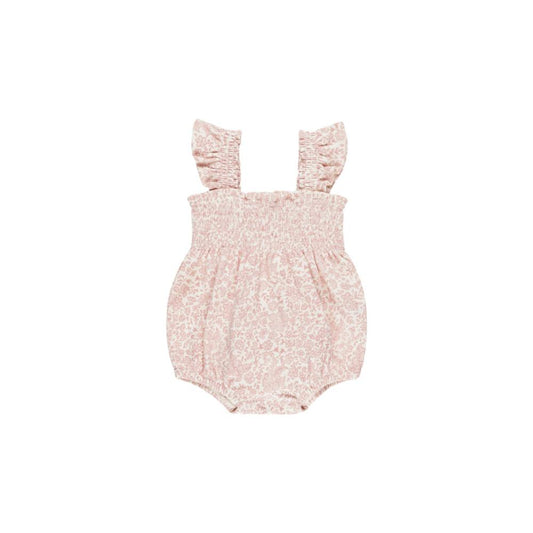 Pink Blossom Ruffle Romper by Quincy Mae