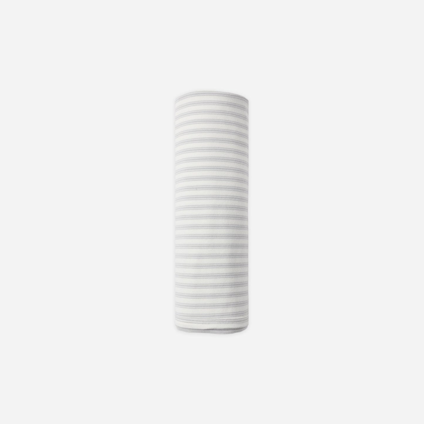 Quincy Mae Cloud Stripe Swaddle Blanket in organic brushed jersey, blue and white stripe pattern