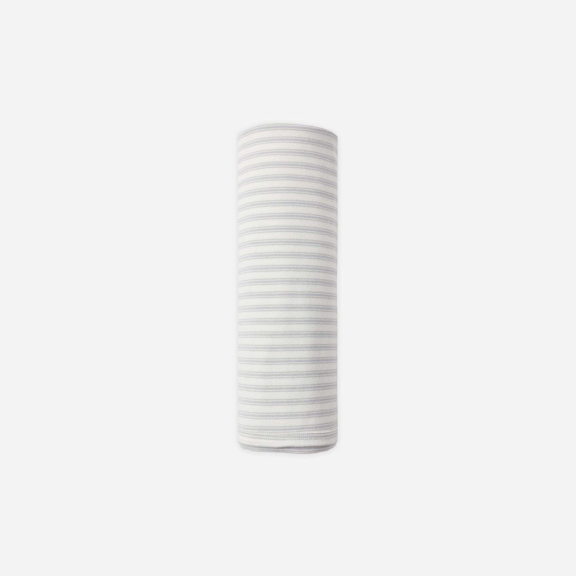 Quincy Mae Cloud Stripe Swaddle Blanket in organic brushed jersey, blue and white stripe pattern