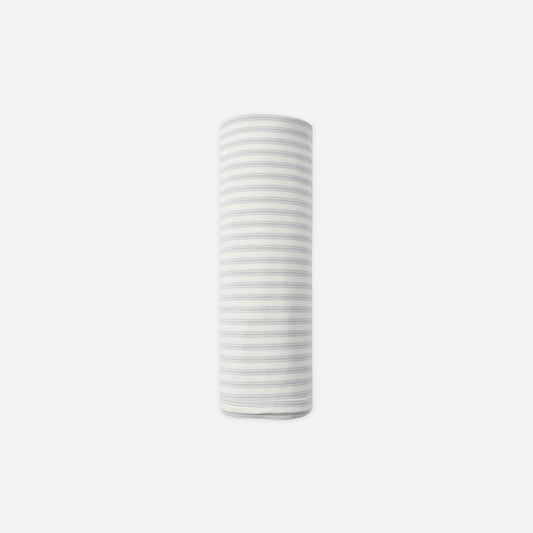 Quincy Mae Cloud Stripe Swaddle Blanket in organic brushed jersey, blue and white stripe pattern