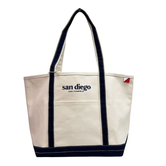 ShoreBags Classic Medium Canvas San Diego Tote Navy/Cream