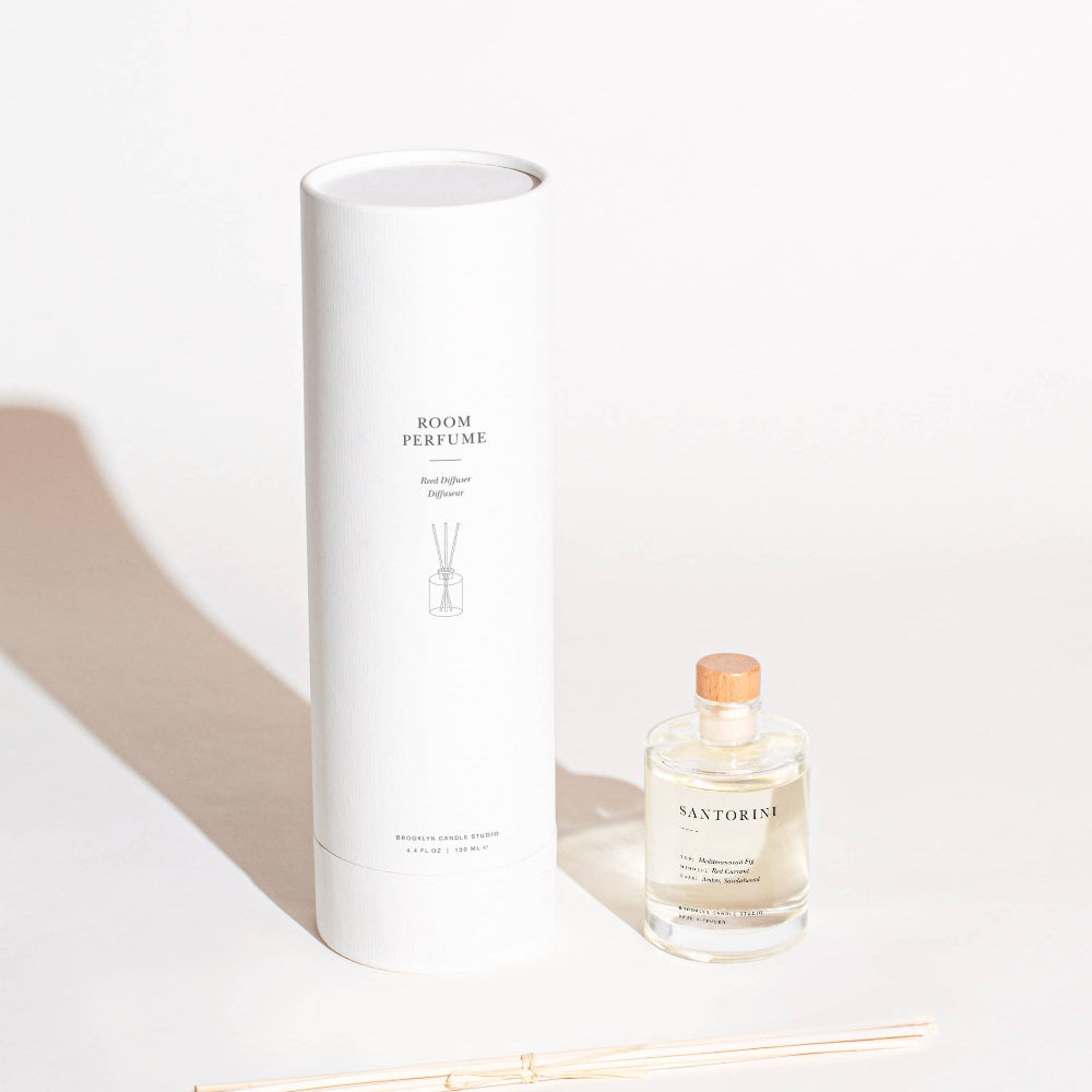 Brooklyn Candle Studio Santorini diffuser with gift packaging on white