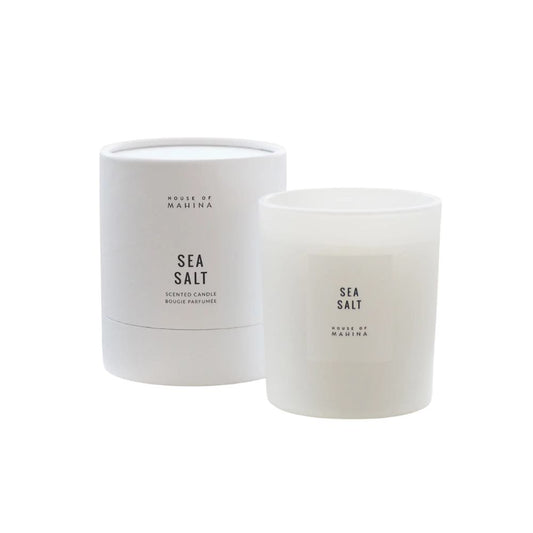Sea Salt candle and round box in  studio setting 