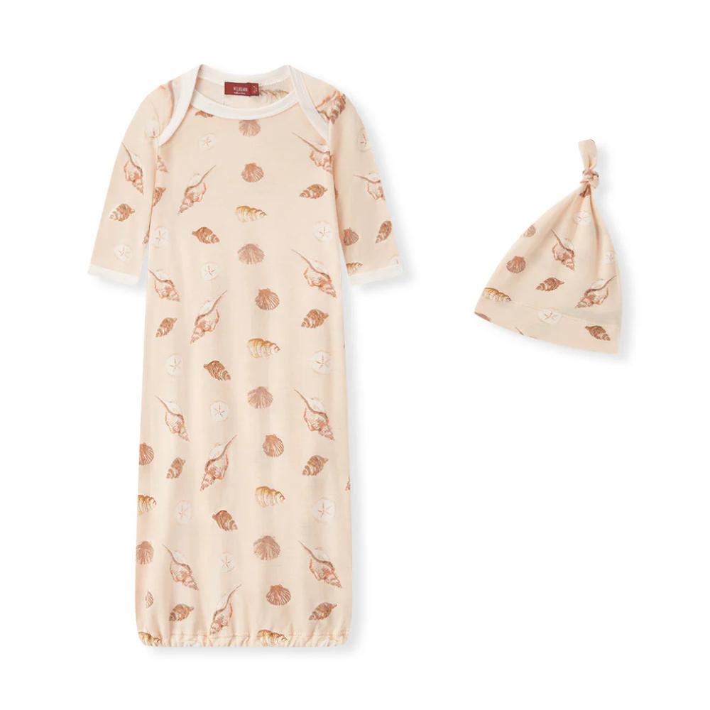 Seashells Newborn Gown and Hat Set by Milkbarn