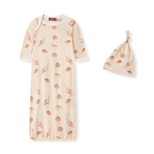 Seashells Newborn Gown and Hat Set by Milkbarn