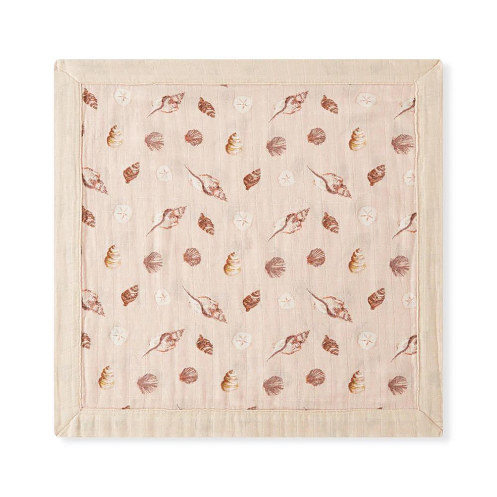 Seashells Mini Lovey Two-Layer Muslin Security Blanket by Milkbarn