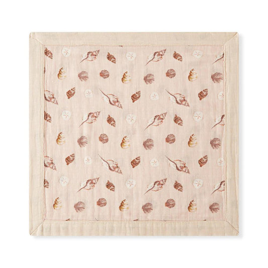 Seashells Mini Lovey Two-Layer Muslin Security Blanket by Milkbarn