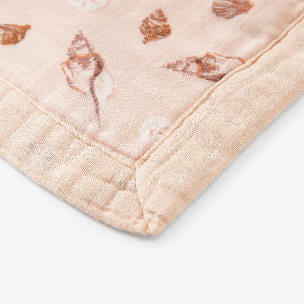 Seashells Mini Lovey Two-Layer Muslin Security Blanket by Milkbarn