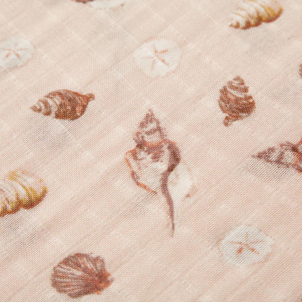 Seashells Mini Lovey Two-Layer Muslin Security Blanket by Milkbarn