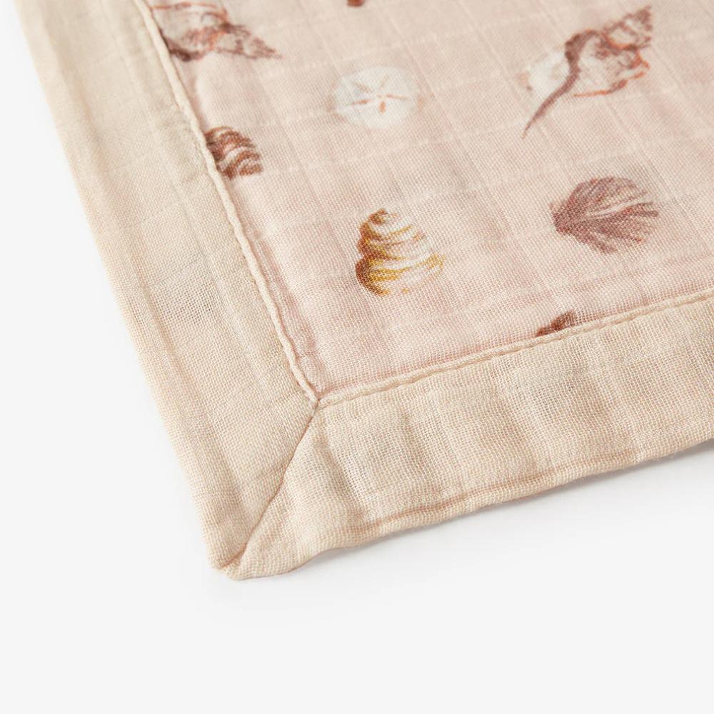 Seashells Mini Lovey Two-Layer Muslin Security Blanket by Milkbarn
