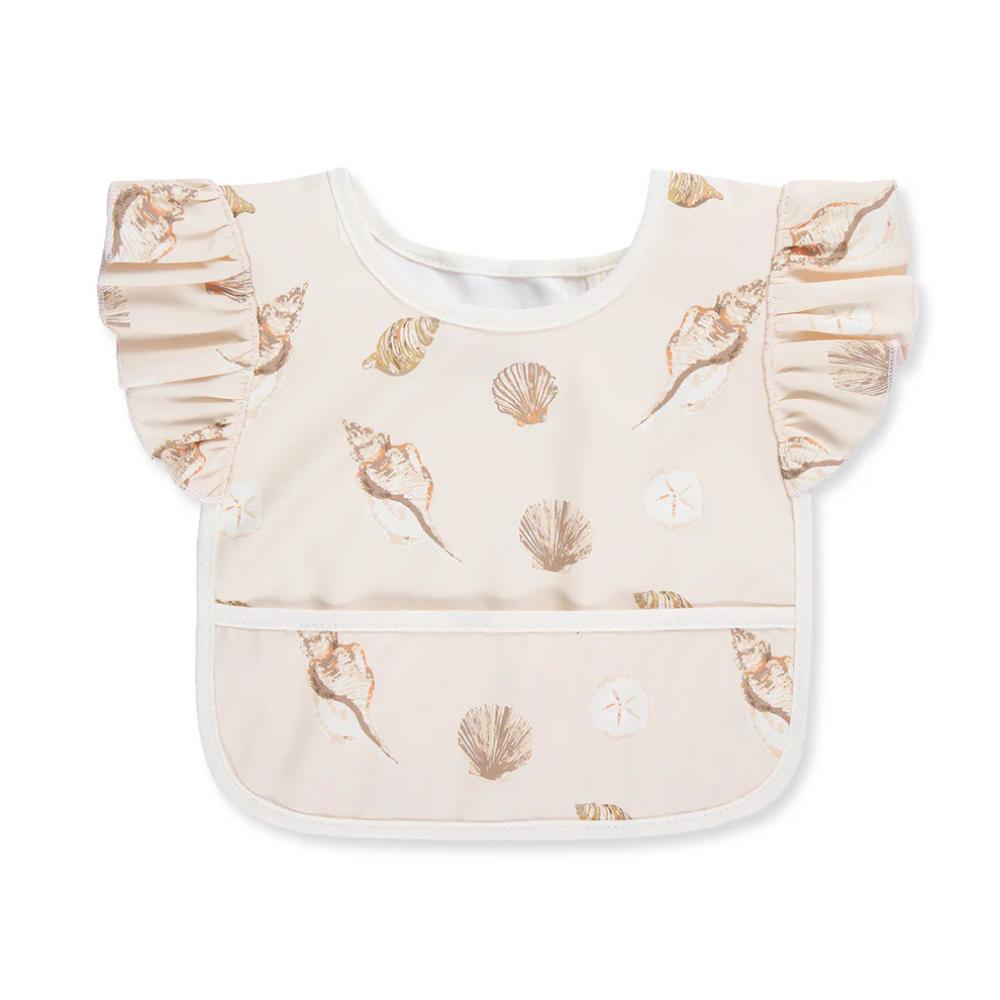 Seashells Ruffle Pocket Bib by Milkbarn
