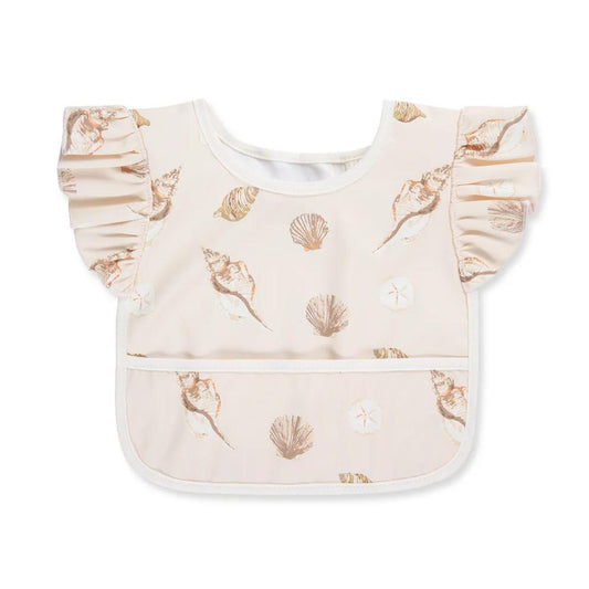 Seashells Ruffle Pocket Bib by Milkbarn