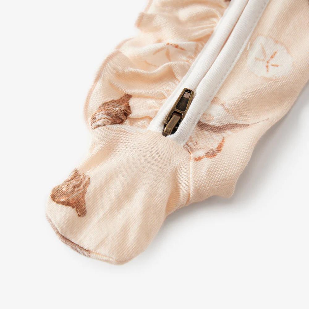 Seashells Bamboo Ruffle Zipper Romper by Milkbarn