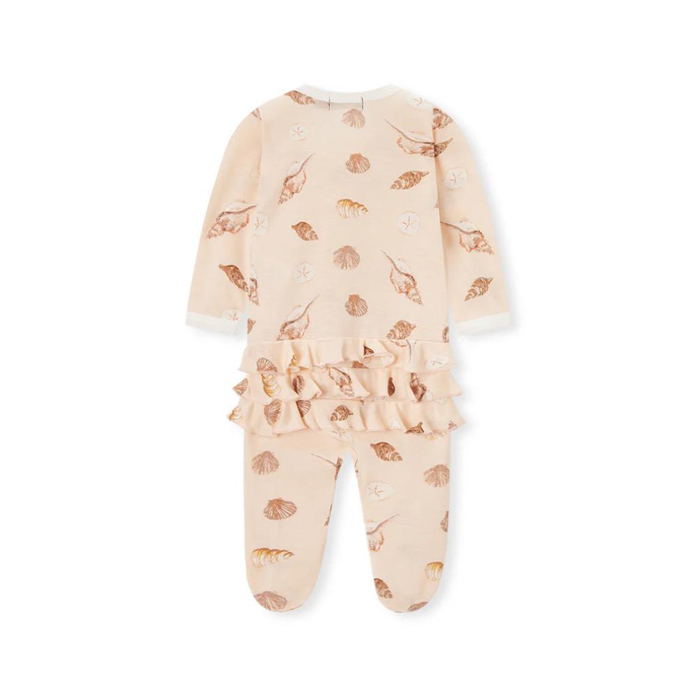 Seashells Bamboo Ruffle Zipper Romper by Milkbarn