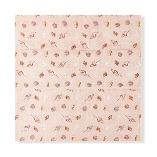 Seashells Bamboo Muslin Swaddle Blanket by Milkbarn