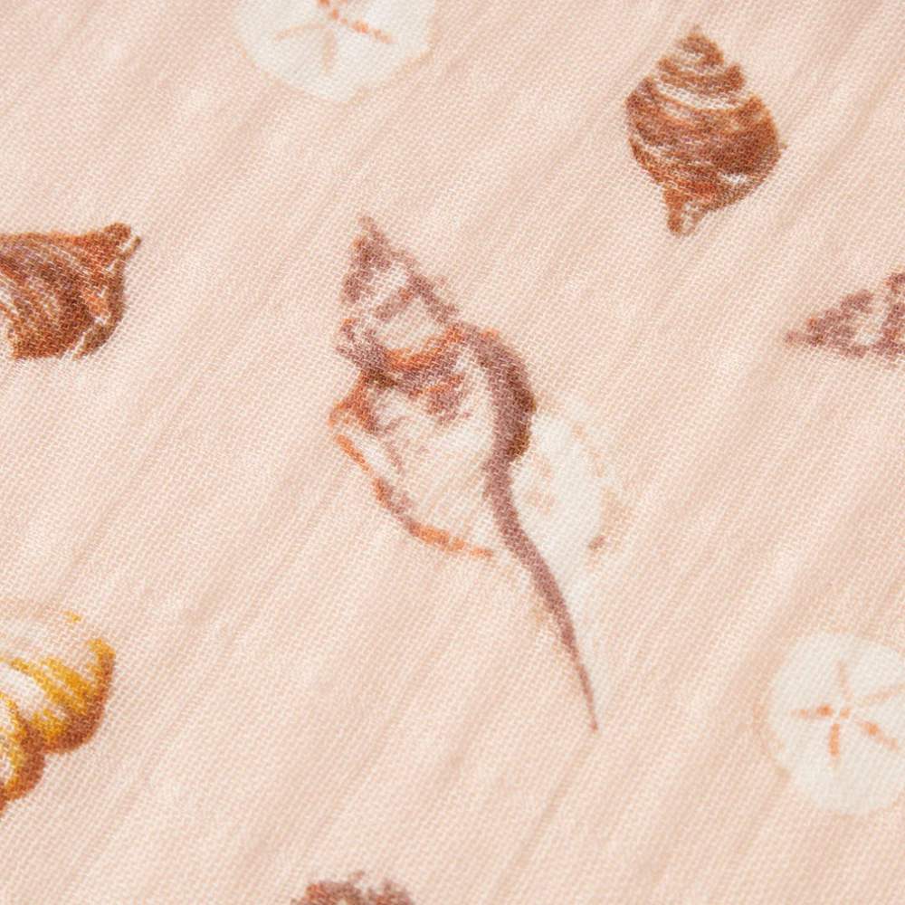 Seashells Bamboo Muslin Swaddle Blanket by Milkbarn