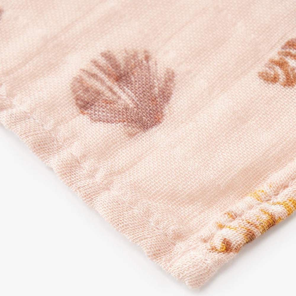 Seashells Bamboo Muslin Swaddle Blanket by Milkbarn