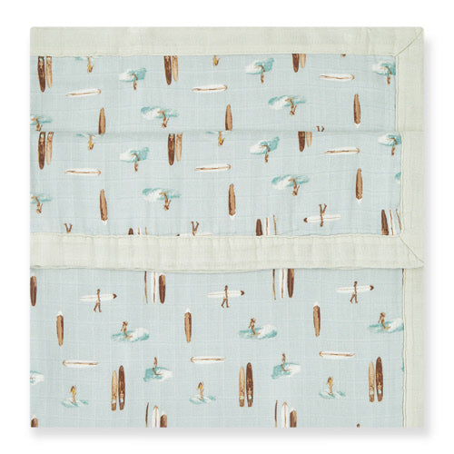 Vintage Surf 3-Layer Muslin Big Lovey Blanket by Milkbarn