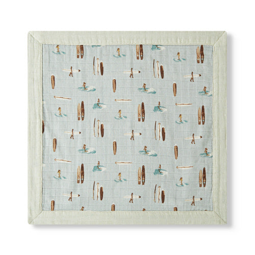 Vintage Surf 2-Layer Muslin Mini Lovey Security Blanket by Milkbarn