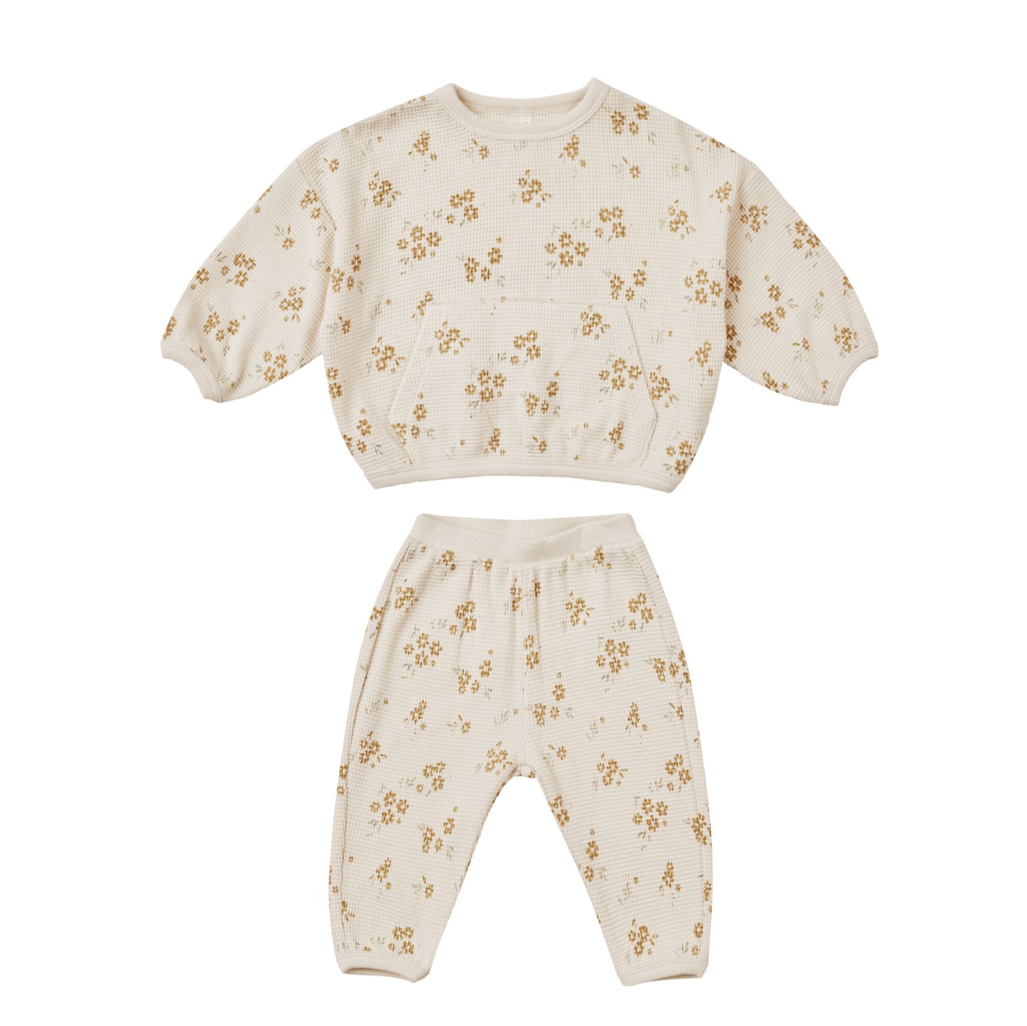 Honey Flower Waffle Top and Pant Set by Quincy Mae