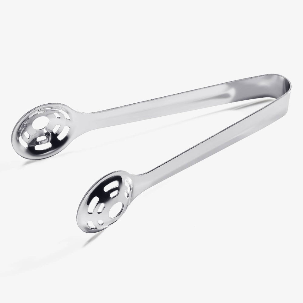 Silver Golf Ball tongs on white studio background