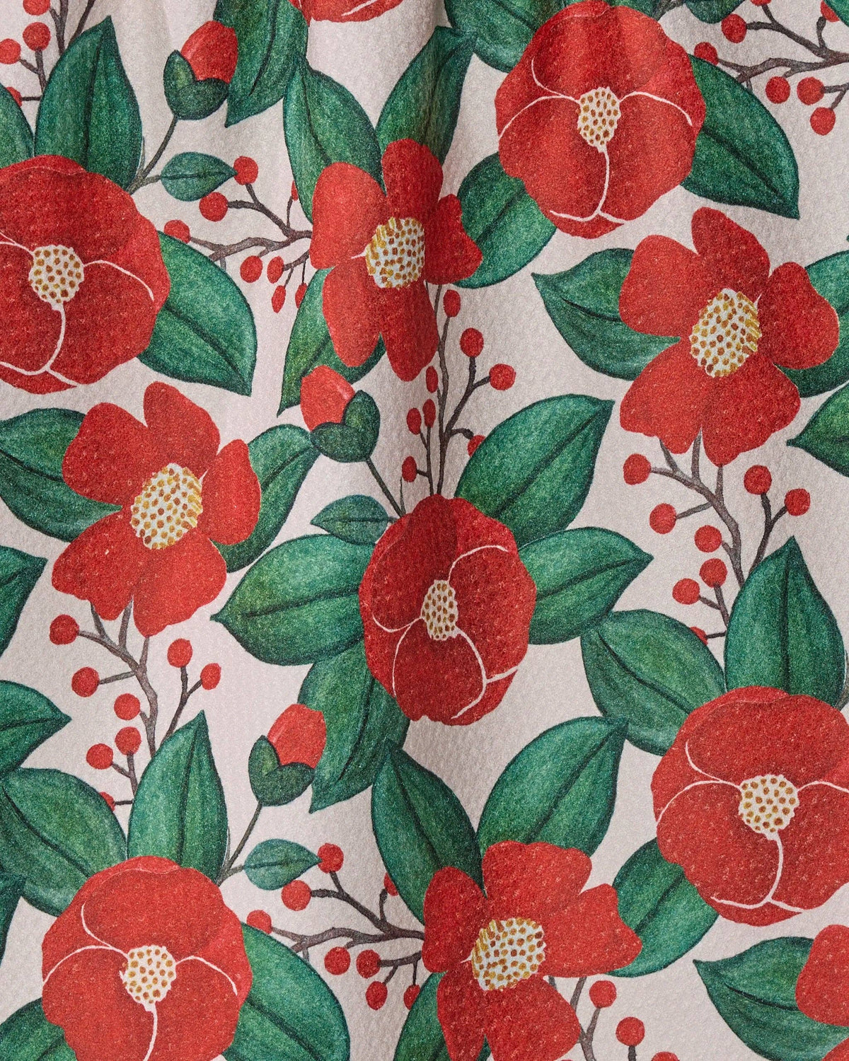 Geometry Winter Camellia holiday tea towel, view 2