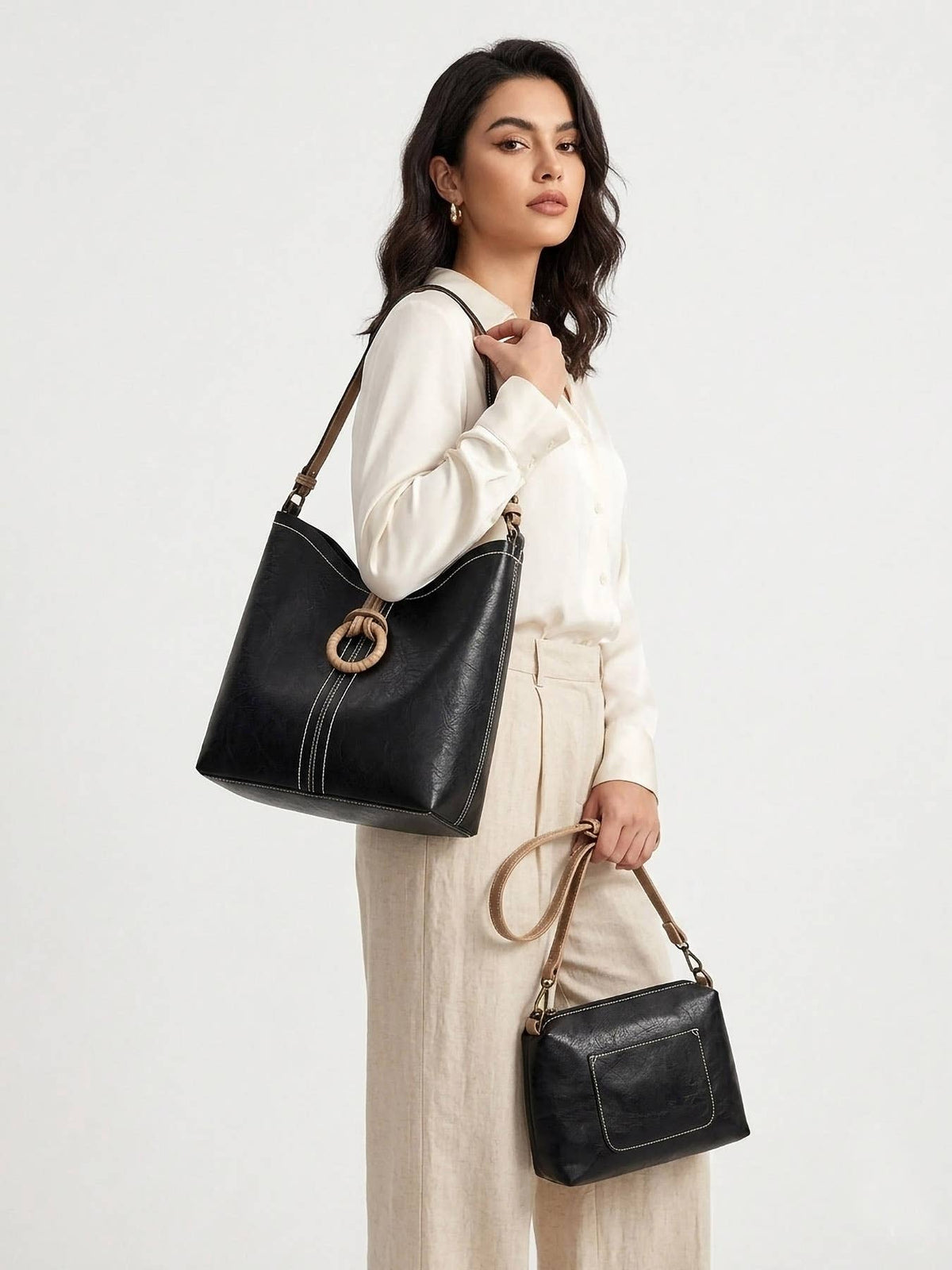 Liz Soto Handbags Alexa 3329 2 in 1 Handbag in Black, view 2