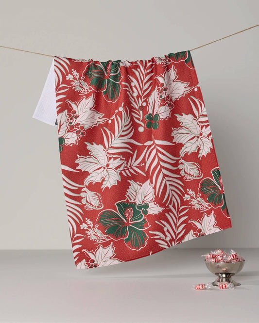 Geometry Aloha Winters holiday tea towel, 18 x 30 in, view 1
