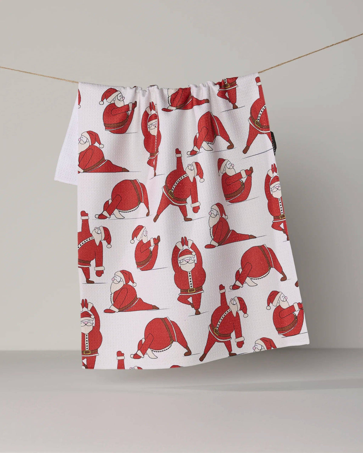 Geometry Stretchy Santy holiday tea towel, 18 x 30 in, view 1