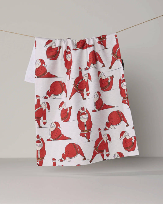 Geometry Stretchy Santy holiday tea towel, 18 x 30 in, view 1