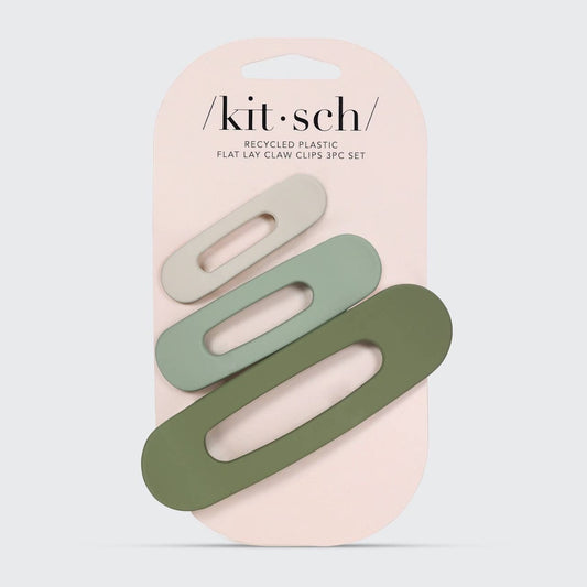 Recycled Plastic Matte Flat Lay Claw Clip 3pc - Eucalyptus by Kitsch