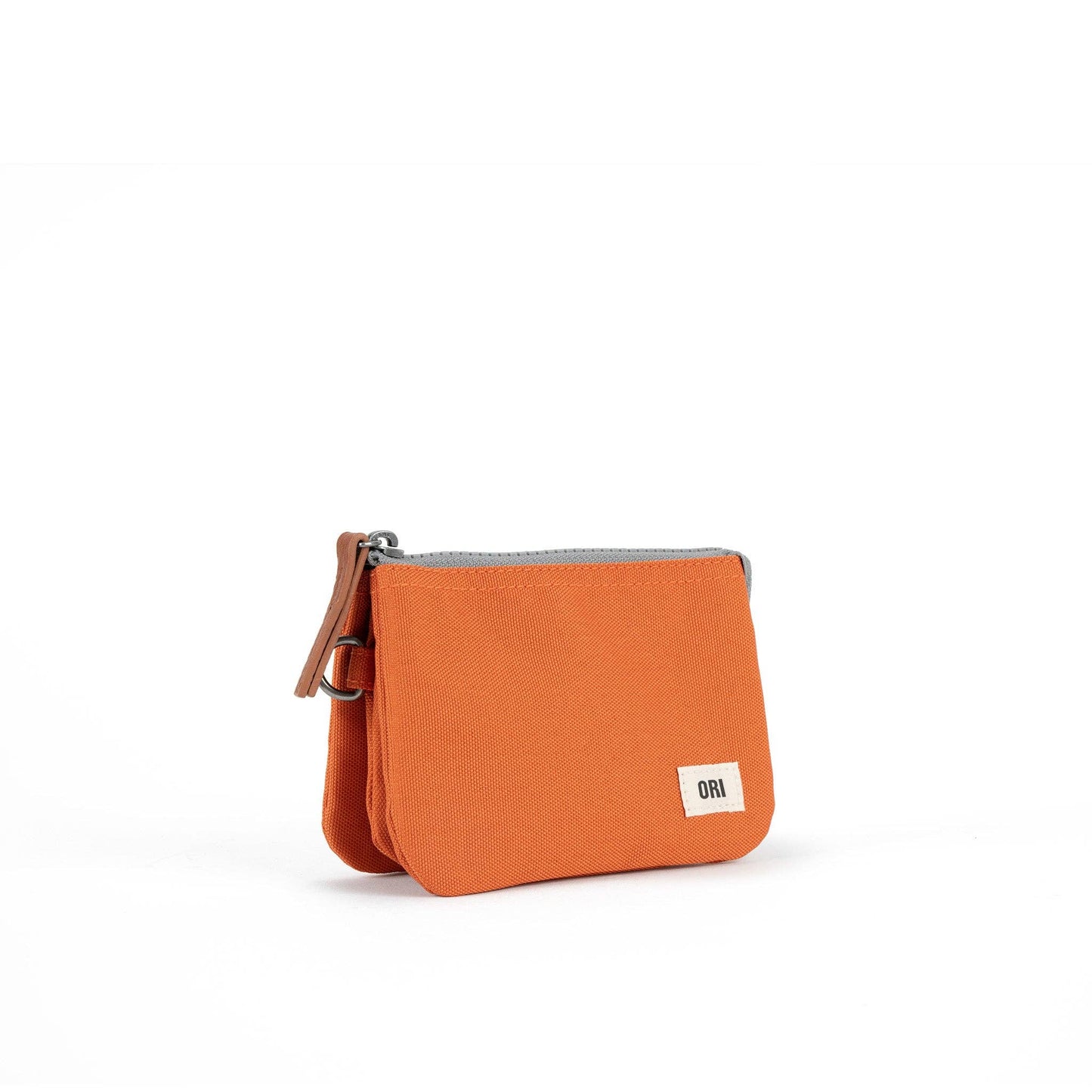 ORI London Atomic Orange Carnaby wallet in recycled canvas with card slots and zip coin pocket