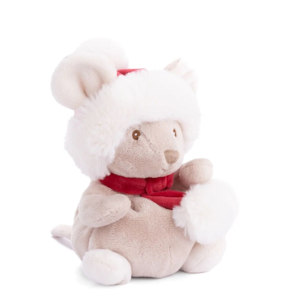 Profile view of the Baby Mousy Christmas mouse plush by Bukowski Bears