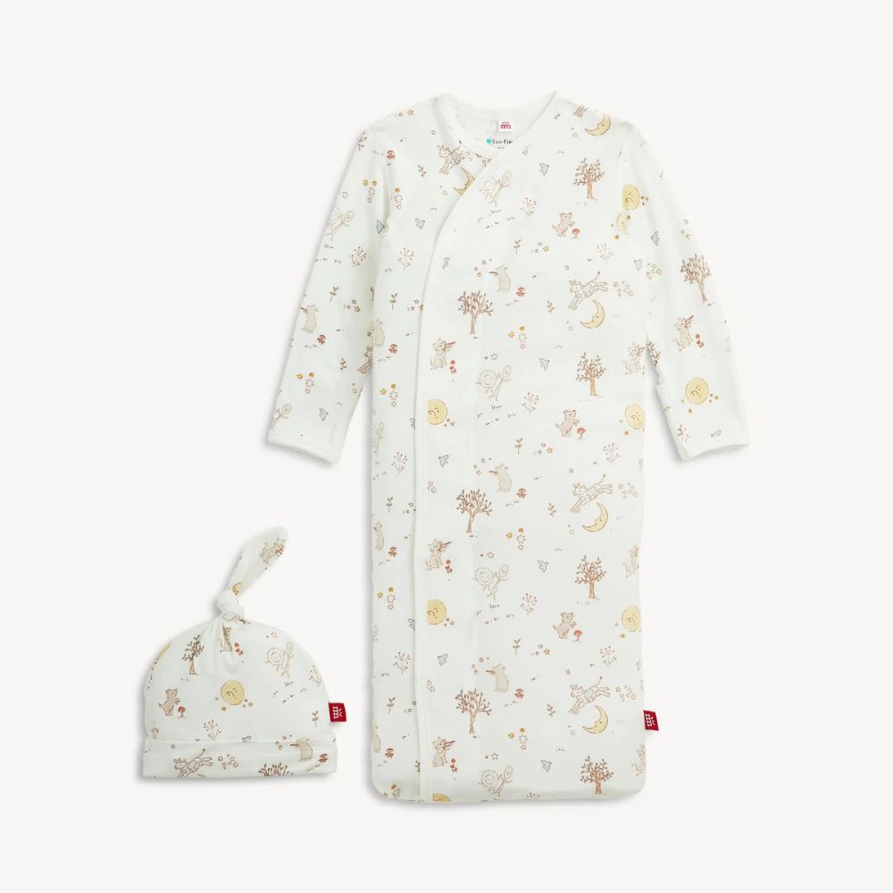 Magnetic Me Bedtime Rhymes modal gown and matching hat for newborns