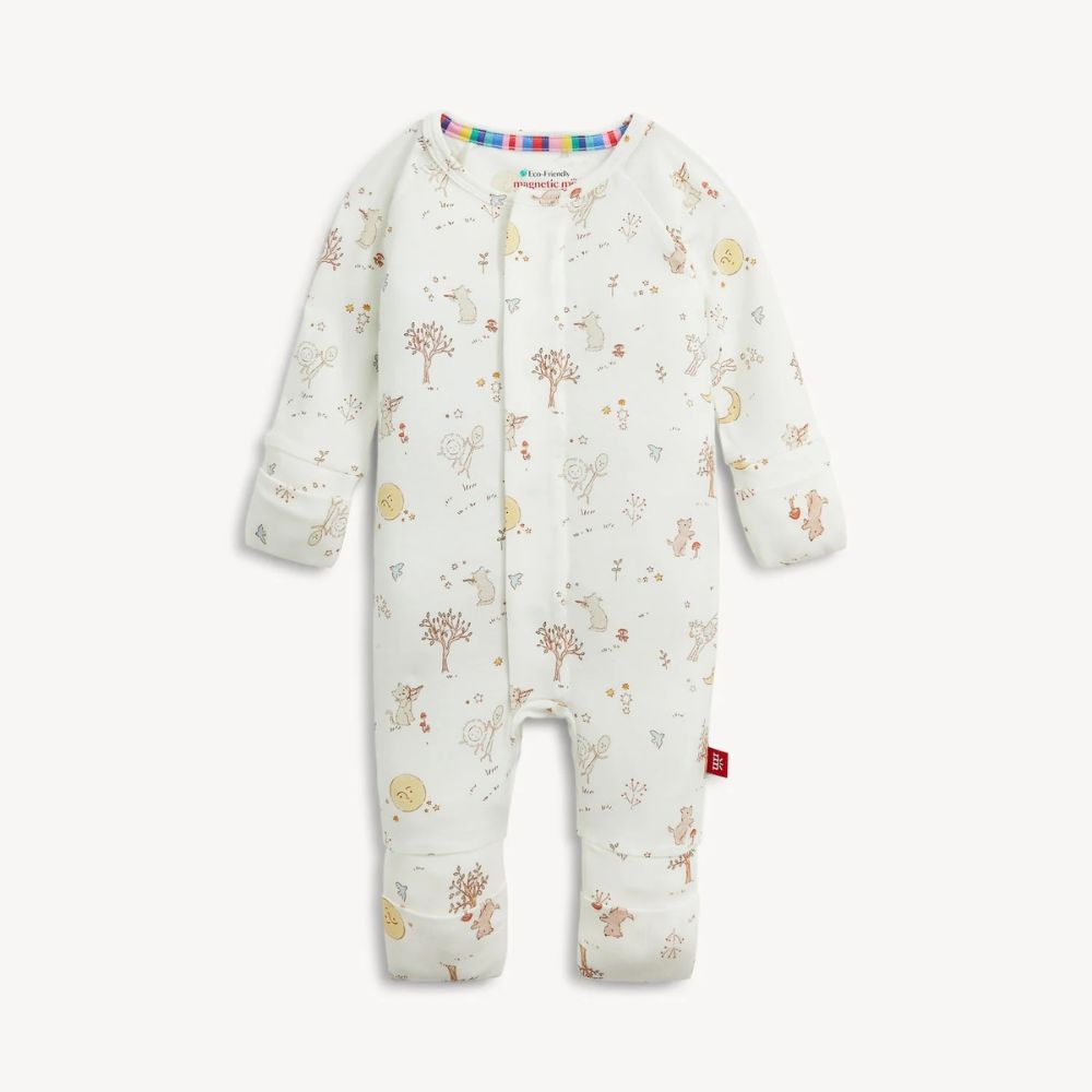 Bedtime Rhymes print on the Magnetic Me modal convertible coverall