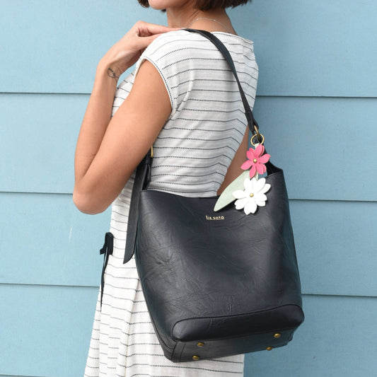 Liz Soto Handbags Liza 2 in 1 Bucket Bag in Black