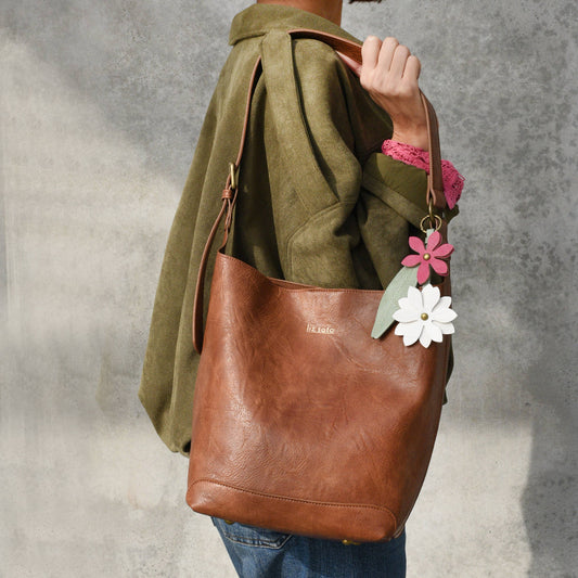 Liz Soto Handbags Liza 2 in 1 Bucket Bag in Brown