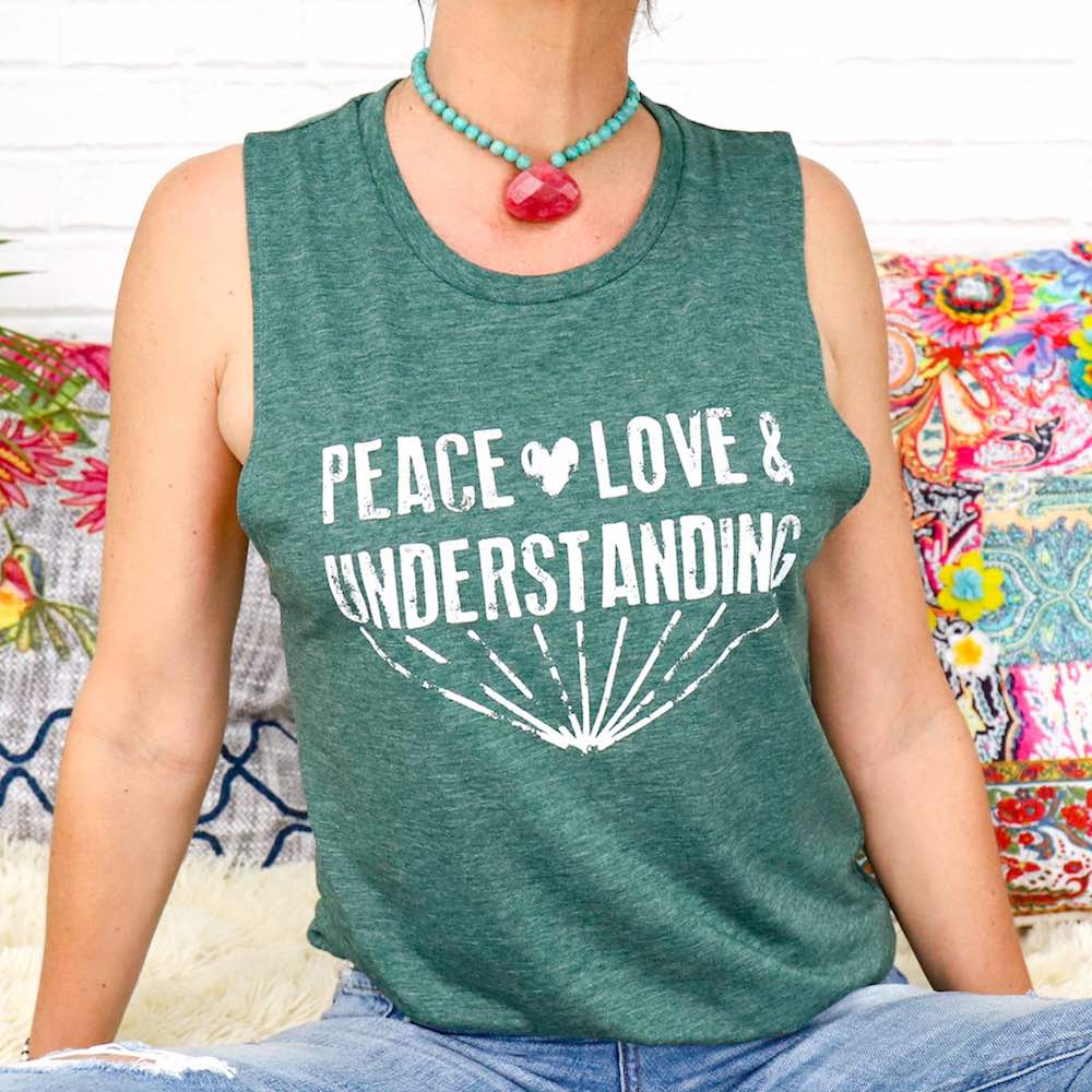 PEACE, LOVE & UNDERSTANDING Muscle Tee by SuperLoveTees