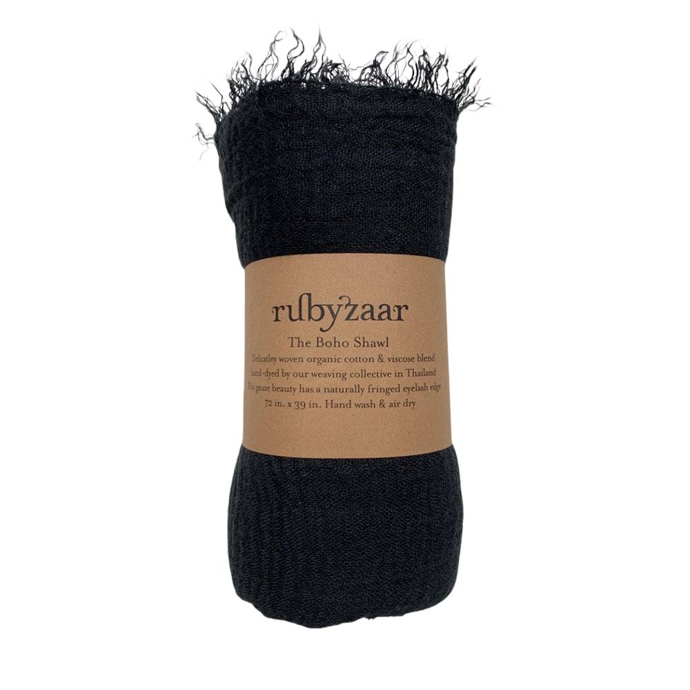 Rubyzaar - Boho Scarf - Black - GRACEiousliving.com