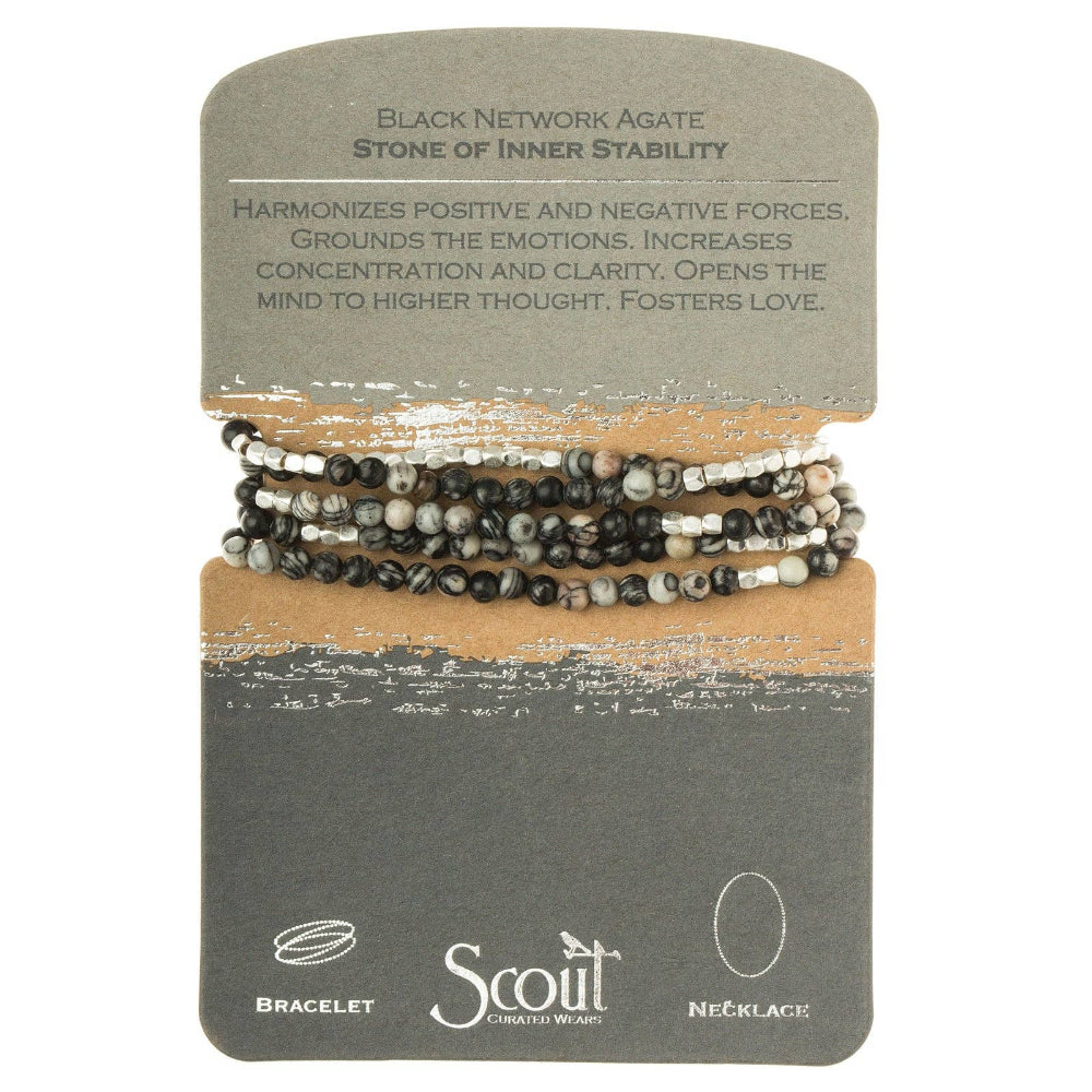 Scout Curated Wears - Stone Wrap: Black Network Agate - Stone of Inner Stability