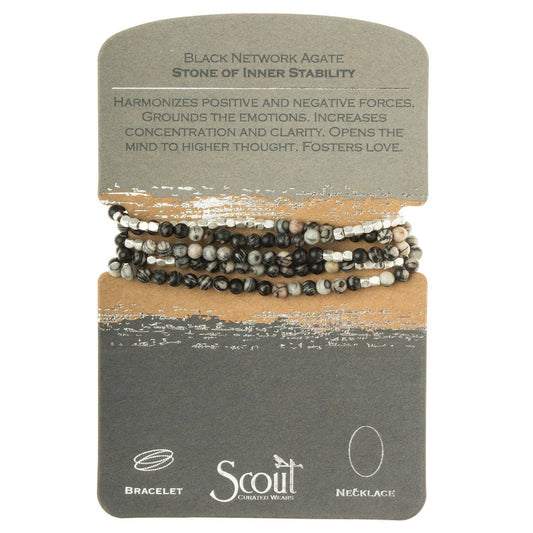Scout Curated Wears - Stone Wrap: Black Network Agate - Stone of Inner Stability