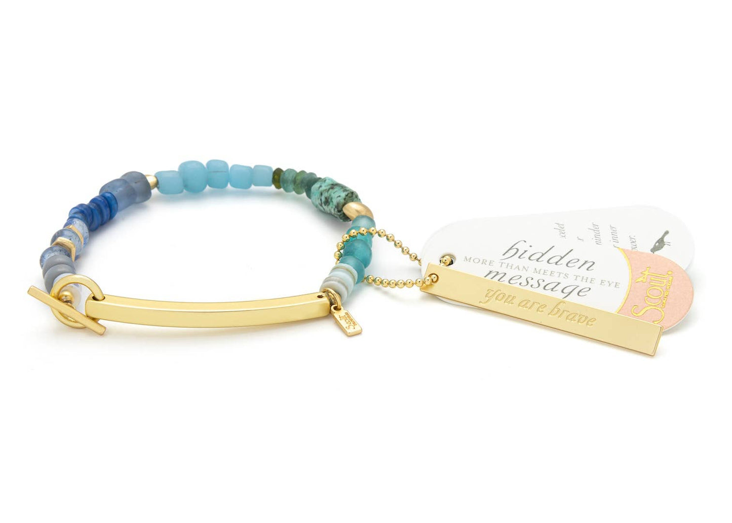 Scout 'Brave' Hidden Message Bracelet detail of African Turquoise stone beads