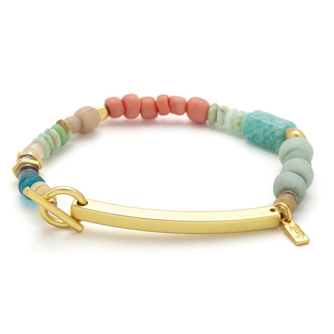 Scout 'Crushing It' Hidden Message Bracelet engraved metal bar close-up