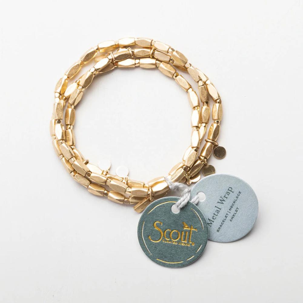 Scout Gold Iconic Disc Metal Wrap top-view detail of disc bead pattern