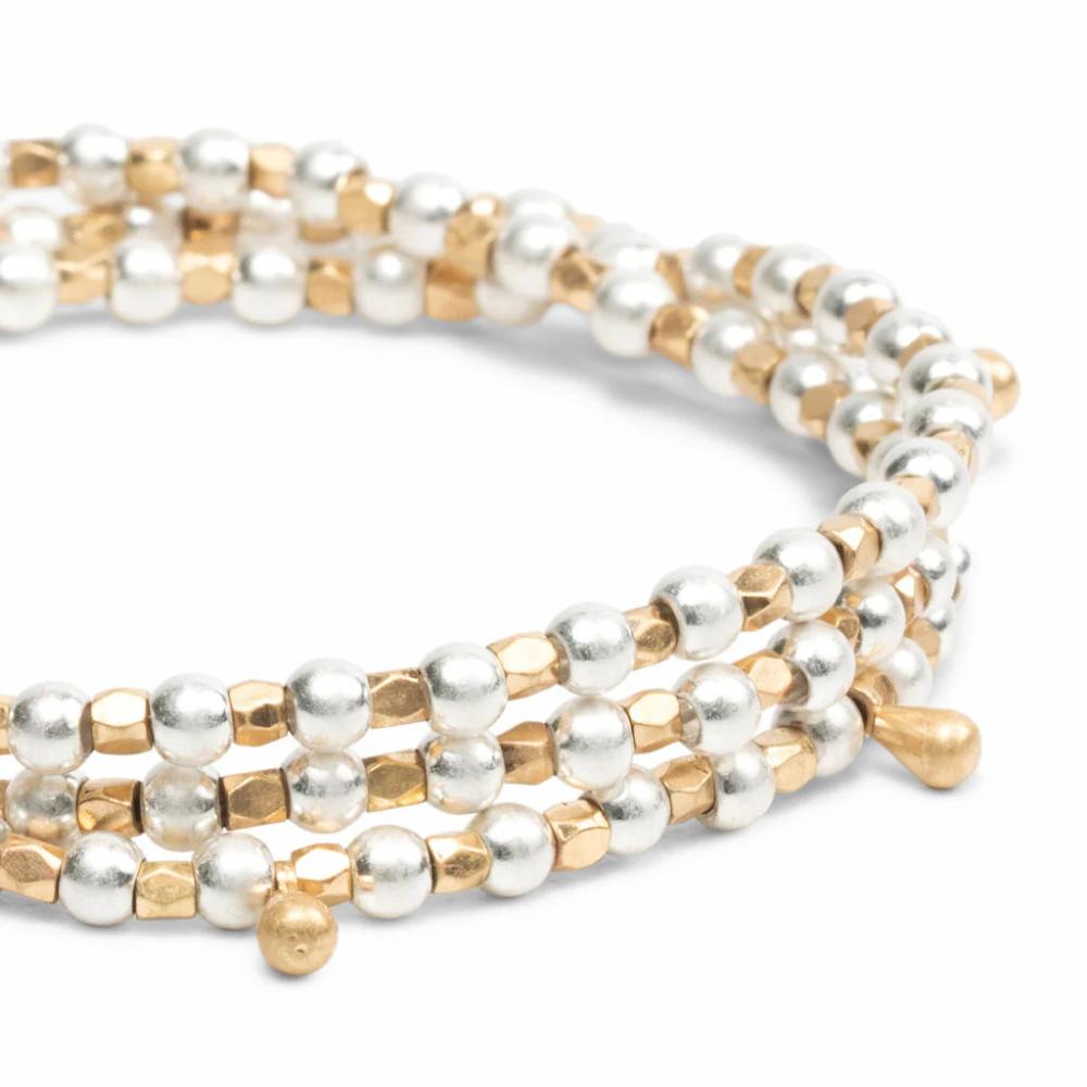 Scout Mixed Metal Teardrop Classic Wrap close-up of alternating gold and silver brass beads